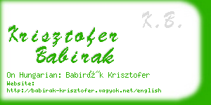 krisztofer babirak business card